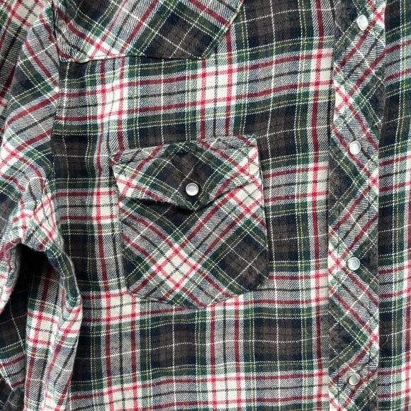 Vintage Wrangler Western Pearl Snap Plaid Rodeo Shirt Blouse Size Large - Picture 5 of 12
